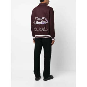 Veste universitaire pour homme, bordeaux, coupe classique, col rabattu, logo brodé à la main au dos, streetwear, vêtements d'automne - Product Image 1
