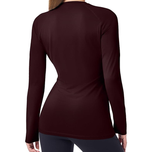 Camiseta deportiva de manga larga para mujer, de secado rápido, para primavera/verano, cuello redondo, informal, ajustada, de algodón. - Product Image 6