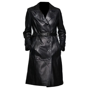 Plus Size Men Genuine Leather Woolen Waterproof Winter Trench Coat Long Sleeve Belted Sheep Fur Trim Outerwear Casual Streetwear - Product Image 2