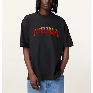 T-shirts formels pour hommes en coton 100% tricoté, coupe classique, avec logo imprimé en relief 3D personnalisé, couleur noire unie, confortables et tendance, vente en gros - Product Image 1