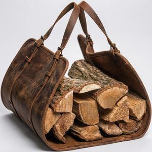 Sac de transport pour bois de chauffage en cuir véritable de haute qualité, robuste, pour cheminée, sac de rangement pour bûches, LLR-0165 - Product Image 2