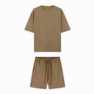 Ensemble deux pièces d'été pour homme, personnalisé, en matière respirante à séchage rapide, coupe oversize à épaules tombantes, avec logo personnalisé, vente en gros, best-seller - Product Image 5
