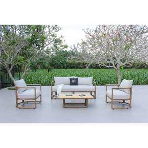 Conjunto de Sofás Modernos para Exteriores, Estructura de Aluminio, Resistentes a la Intemperie, Muebles de Jardín, 5 Plazas, Cojines Gris Claro - Product Image 1