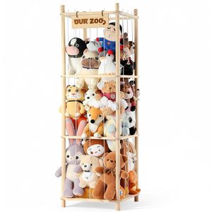 Organizzatore in Legno per Peluche a Tema Zoo con Corde Elastiche, Salvaspazio per Giocattoli e Organizzazione per Bambini - Product Image 1