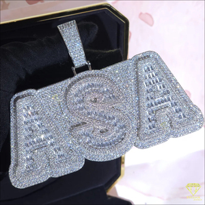 Hip Hop " 4K " Pendant Necklace Lab Grown Diamond <b>Iced</b> Out Cuban Link <b>Chain</b> Jewelry - Product Image 4