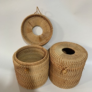 Rattan case cover for tissue box hand weave cylinder <b>storage</b> <b>boxes</b> natural napkin <b>paper</b> containers - Product Image 2