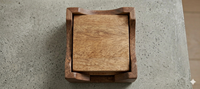 Ensemble de sous-verres artisanaux en bois avec boîte et plateau pour thé, café et boissons froides