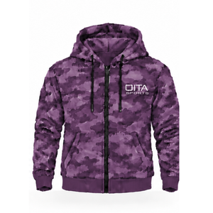 Purple Camo Tracksuit Unisex <b>Full</b> <b>Zip</b> <b>Hoodie</b> Jogger Pants Set Custom Camouflage Athletic Casual Sportswear Training Outfit - Product Image 1