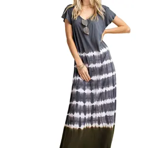 Rạng rỡ Tie-Dye Bohemian Maxi Dress thời trang sàn Chiều dài Maxi Dress cho mùa hè mê hoặc Tie-Dye Bohemian maxi GOWN