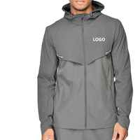 Veste coupe-vent à capuche pour homme, style sportif, en polyester, avec fermeture éclair, logo frontal, 140g, pour l'automne