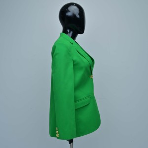 Green Women's Blazer Casual Winter Outerwear Notched Collar Full Sleeve Solid Color Breathable Lightweight Durable Customizable - Product Image 3