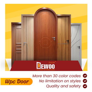 Puerta WPC moldeada personalizada de fábrica profesional de Dewoo Company, resistente al agua con superficie de película de PVC acabada para hoteles y casas - Product Image 6