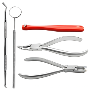 Premium Quality 5-Piece Orthodontic Instrument Kit Dental Mirror Power Manual Stainless Steel 5-PCS <b>Plier</b> Pusher Forceps <b>Set</b> - Product Image 1