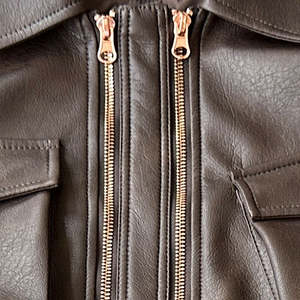 Veste en cuir à col montant avec double fermeture éclair, style quotidien, pour homme, en cuir épais, coupe décontractée, construction tissée, cuir teint - Product Image 6