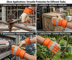 Gants de sécurité de haute qualité, certifiés CE, en cuir de buffle, 11 oz, résistants à la chaleur, antidérapants, antistatiques, réfléchissants, pour les travaux de construction en Floride. - Product Image 5