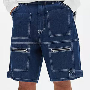 Pantalones Cortos de Mezclilla Cargo para Hombre, Bordados con Cristales, Diseño Multibolsillos, Color Azul Claro, Algodón, Casuales, para Verano, Trabajo al Aire Libre - Product Image 2