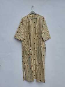 Indian Print Floral Cotton <b>Kimono</b> Robe <b>Women</b> Loungewear Boho Lounge Outfit - Product Image 2