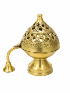 Quemador de Incienso Redondo de Latón Pulido, Porta Incienso Tradicional para Pooja, Decoración Religiosa para el Hogar y el Templo - Product Image 1