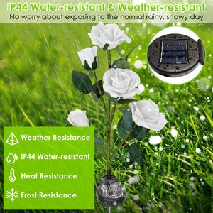 2 Pezzi Lampada Decorativa a LED Solare a Forma di Rosa, Luci da Giardino Resistenti all'Acqua per Esterni - Product Image 3