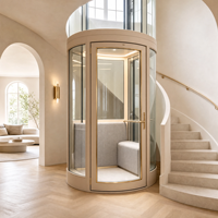 Ascensore per Villa con Capacità di 400kg, 2-6 Piani, Moderno Elevatore Domestico Panoramico, Ascensore Idraulico Residenziale per Passeggeri, Sicuro
