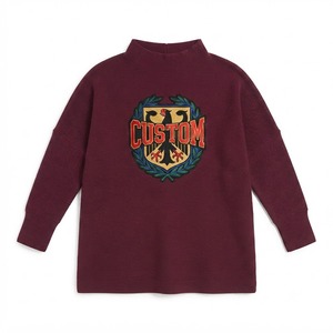 Sweat-shirt à capuche personnalisé OEM pour femmes, pull bordeaux à manches longues et col montant, avec logo brodé, fabricant de sweats à logo personnalisé - Product Image 3