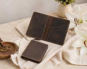 Genuine Leather Custom Logo <b>Card</b> Holder Portable Slim RFID Credit <b>Card</b> Pocket <b>Case</b> Luxury Mini Wallet LCH-0174 - Product Image 2