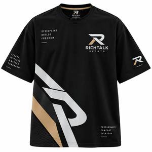 T-shirt sportif à manches courtes pour homme, imprimé photo, séchage rapide, coupe oversize, col rond, noir, argent, or, design vintage personnalisable sur le devant - Product Image 1