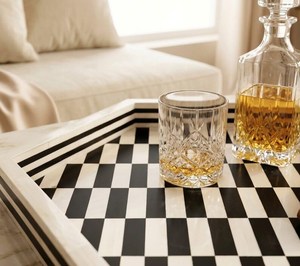 Geometric Hexagonal Checkerboard Resin Inlay MDF Natural Crafts Arabic serving trays Modern Home Decor Durable Serving Tray - Product Image 6