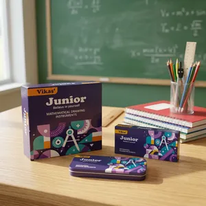 Fournisseur en gros de la boîte de géométrie VIKAS Junior, ensemble complet d'instruments mathématiques pour les élèves, apprentissage de la géométrie et du dessin - Product Image 4