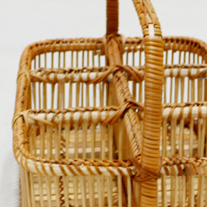 Porte-bouteilles en bambou fait main, panier en osier avec poignée pour la maison, le camping et la présentation - Product Image 6