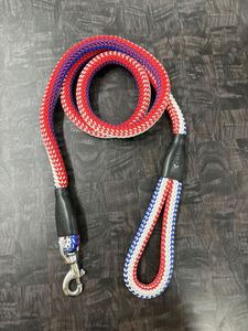 Red White Blue Braided Nylon <b>Dog</b> Leash Durable Slip Lead for Medium <b>Large</b> <b>Dogs</b> Classic Striped Design Independence Day Style - Product Image 1