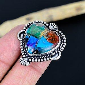 Anneaux faits à la main en argent sterling 925 plaqué avec pierre précieuse turquoise Fista naturelle - Product Image 1