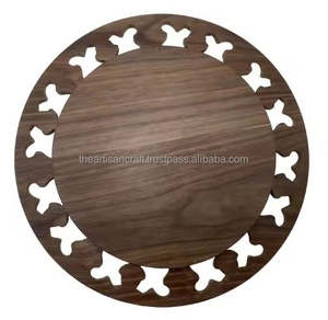 Plateau de service à dessert en bois d'acacia de luxe Style arabe vadrouille incrustée de nacre - Product Image 5