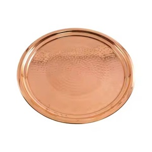 Plateau de service en cuivre fait main, assiette à nourriture en métal, vaisselle décorative vintage, décoration pour restaurant, hôtel, cuisine, maison - Product Image 6