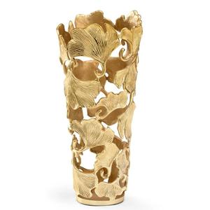 Vase de table contemporain en bronze, fait main, en métal décoratif avec motif ajouré complexe pour salon et chambre à coucher - Product Image 3