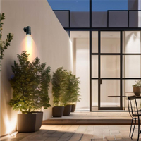Lámpara LED Cilíndrica de Pared para Exteriores, Moderna, GU10, Decorativa, Negra y Gris, IP44, Impermeable, Material ABS, para Jardín, 3500K, Luz Cálida
