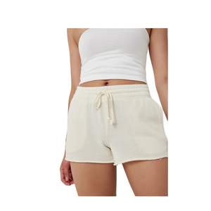 Shorts de détente en coton pour femmes, taille haute, avec cordon de serrage, décontractés, pour l'été et la gym, logo personnalisé, vente en gros OEM - Product Image 3