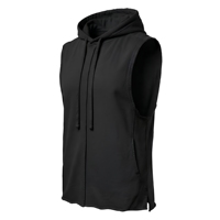Hoodie Pria Hitam Tanpa Lengan dengan Tali Serut 2 Pcs Poliester/Katun Cepat Kering Sporty Fitness