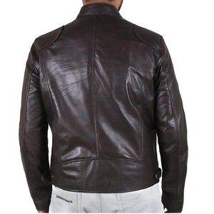 Chaqueta de Cuero Asimétrica para Hombre, Estilo Biker, con Cierre Central, para Invierno, Moderna, Urbana, de Manga Larga, Impermeable, de Secado Rápido - Product Image 4