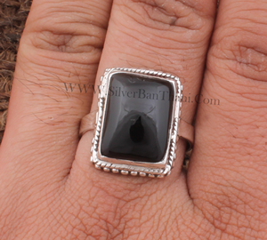 Natural Black Onyx Rectangle <b>Ring</b> 925 Sterling Silver Emerald Cut Jade <b>Statement</b> <b>Ring</b> Handmade Artisan Band <b>for</b> <b>Women</b> Wholesale - Product Image 6