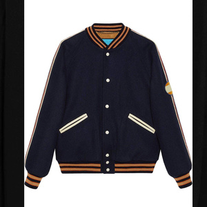 <b>Top</b> Selling Winter Jacket Men Varsity Baseball Canvas <b>Leather</b> Stand Collar Long Sleeve College Wool Blend <b>High</b> Quality - Product Image 3