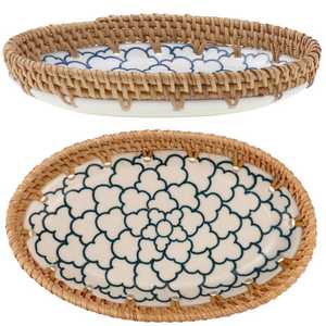 New Designs Round Serving Tray Natural Bamboo and Rattan Woven Tray for Home <b>Coffee</b> <b>Table</b> Available at Best Price - Product Image 1