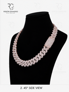 Luxurious chevron link diamond <b>necklace</b> handcrafted in premium 14K rose gold bold geometric design micro pavé brilliance timeles - Product Image 5