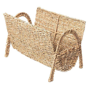 Customized Bohemian Round Seagrass Magazine Rack Hand-woven Living Room Floor <b>Small</b> Bookshelf Book <b>Storage</b> - Product Image 1