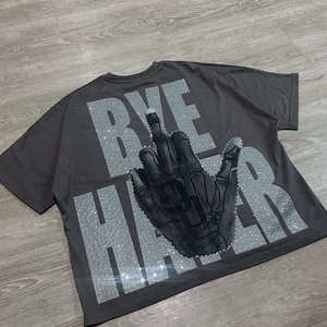 Ensemble T-shirt et short pour homme en coton 100% gris délavé style vintage coupe ample à épaules tombantes avec impression personnalisée - Product Image 5