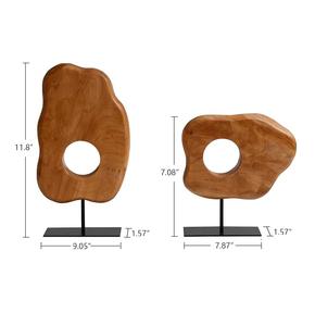 Ensemble de sculptures en bois naturel, décoration moderne pour la maison, forme artistique abstraite, finition lisse et polie, artisanat manuel, objet décoratif. - Product Image 3