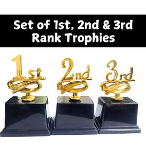 Juego de Trofeos Metálicos de Moda con Acabado Dorado, Trofeos de 1er, 2do y 3er Lugar con Base Negra para Reconocimiento y Celebración de Competencias - Product Image 6