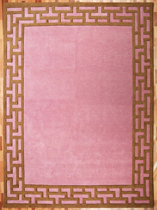 พรมขนสัตว์ทอมือลายเรขาคณิตสีชมพูโรส ดีไซน์ทันสมัย สำหรับห้องนั่งเล่นและห้องนอน - Product Image 2