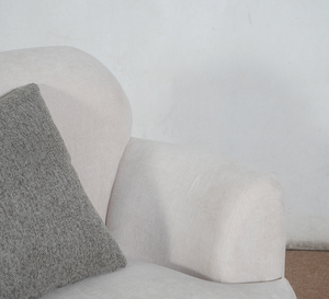 Fauteuil moderne en bouclette avec dossier rembourré, accoudoirs rembourrés, pieds en bois, pivotant, une place, canapé minimaliste pour salon - Product Image 6
