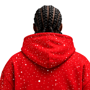 Sudadera con Capucha para Hombre, Diseño Rojo Escarlata con Manchas Blancas, Estilo Casual, Forro Polar, Capucha con Cordón, Bolsillo Canguro, Ropa Urbana - Product Image 4